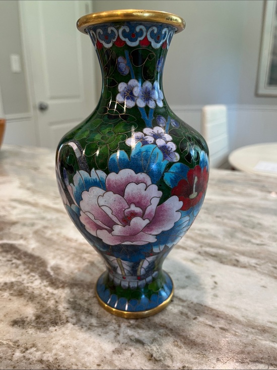 Other - Cloisonné Floral Accent Vase - Green Multi